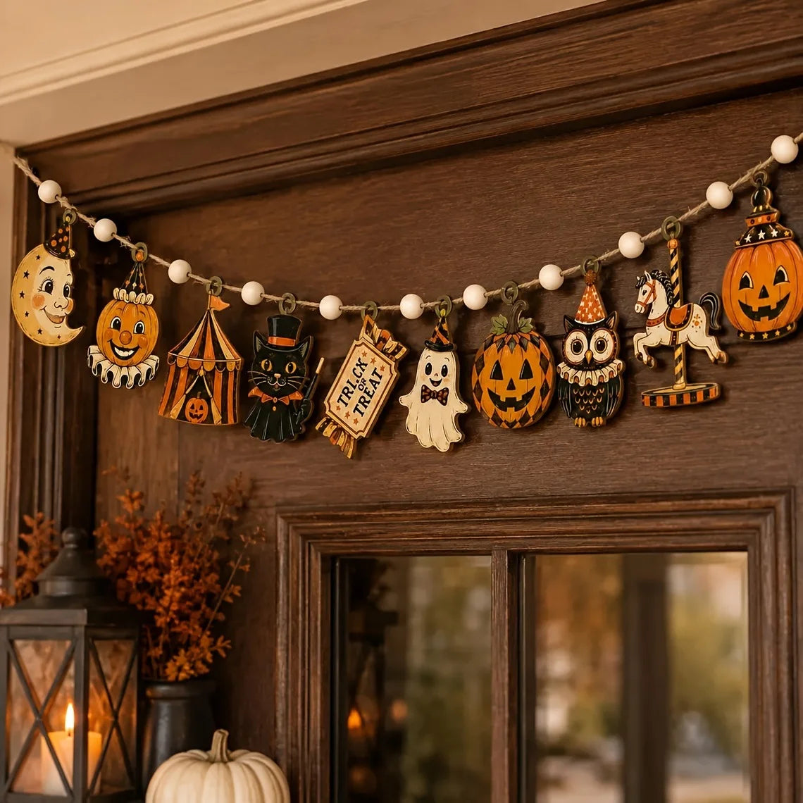 10 vintage Halloween wooden banners