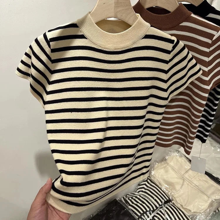 Half Turtleneck Pullover Striped Sweater (FREE SHIPPING)