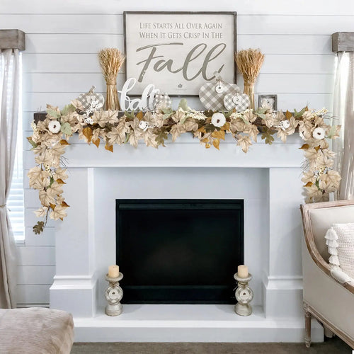 1.75m Maple Leaf Pumpkin Berry garland - Thanksgiving Harvest decoration