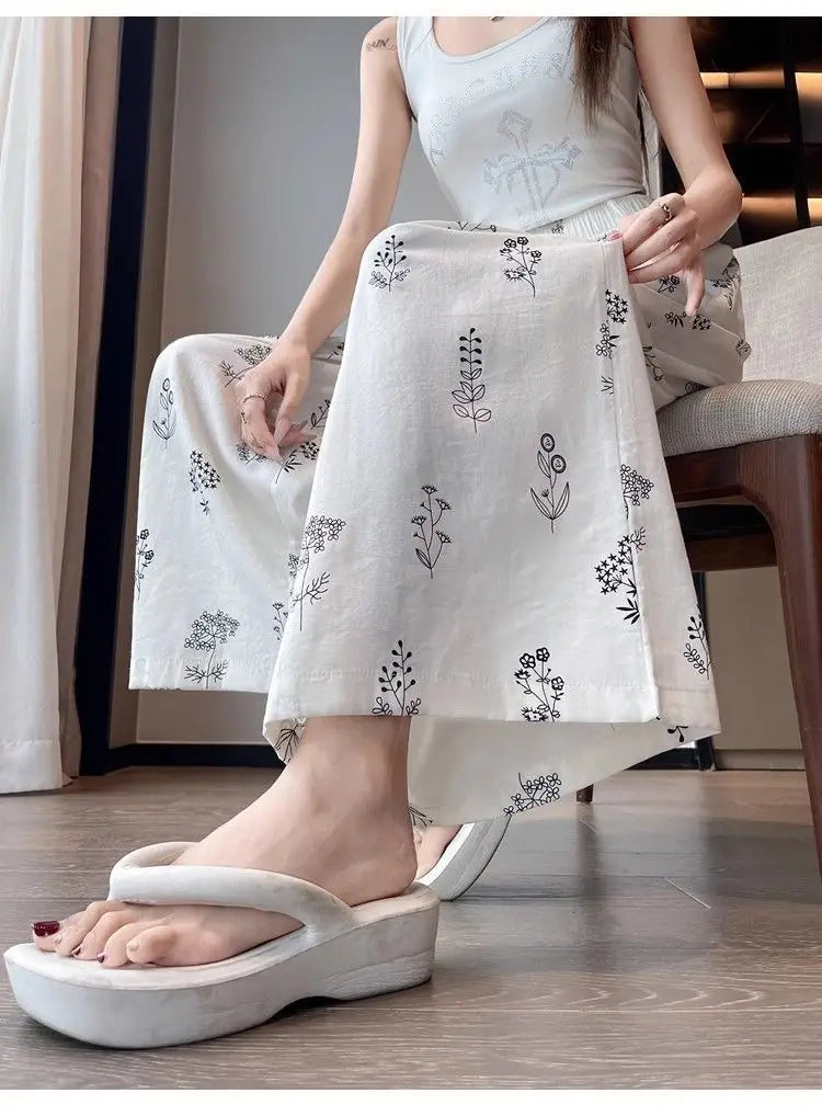 Women's Retro Comfortable Pants Printed Thin Office Lady Fashion New Arrival Trendy Breathable