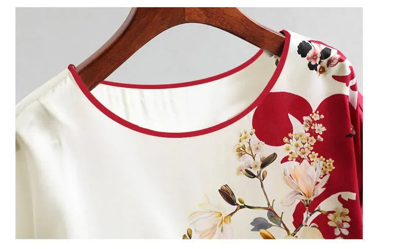 Plus Size Women's Silk Satin Print Blouse (FREE SHIPPING)