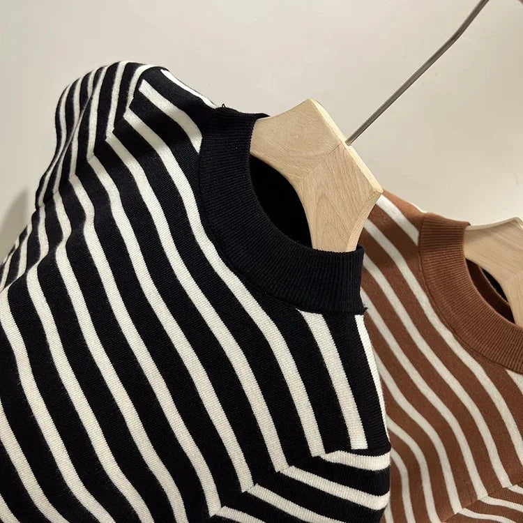 Half Turtleneck Pullover Striped Sweater (FREE SHIPPING)
