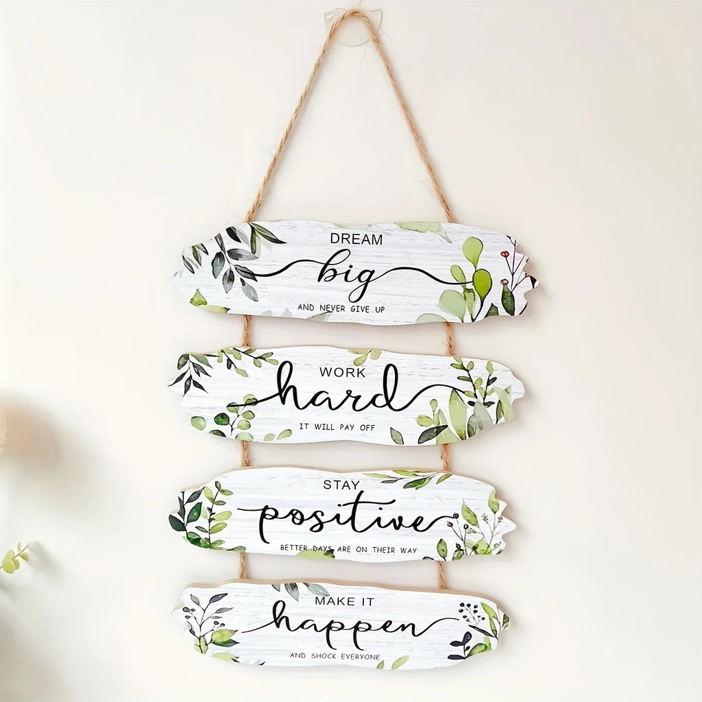 1pc Rustic Wooden Inspirational Hanging Festive Decor