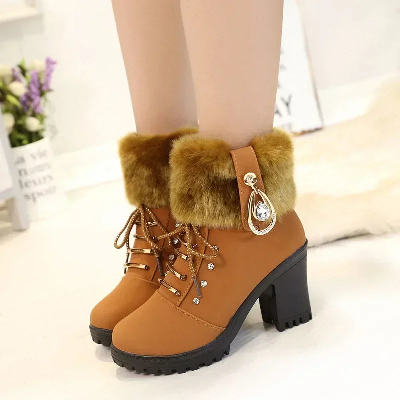 Suede Women Boots Winter Designer High Heels Shoes for Women (FREE SHIPPING)
