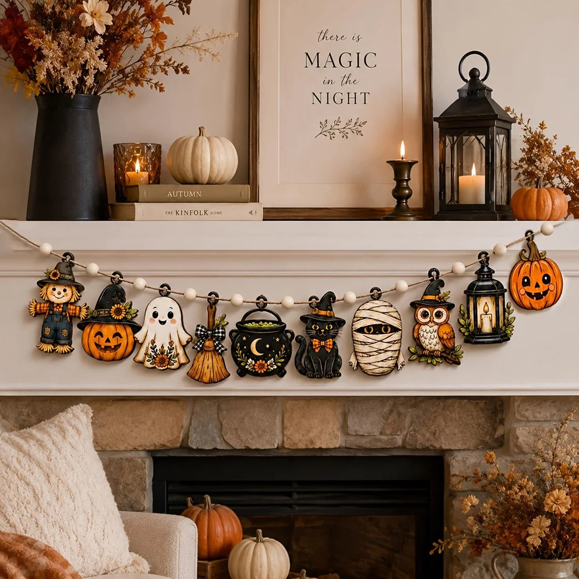 10 vintage Halloween wooden banners