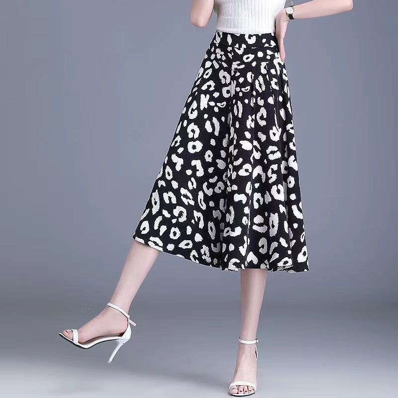 2023 New Summer Fashion Printing High Waist Wide Leg Pants Ladies Office Lady Geometric Elastic Waist Trousers Women Clothing