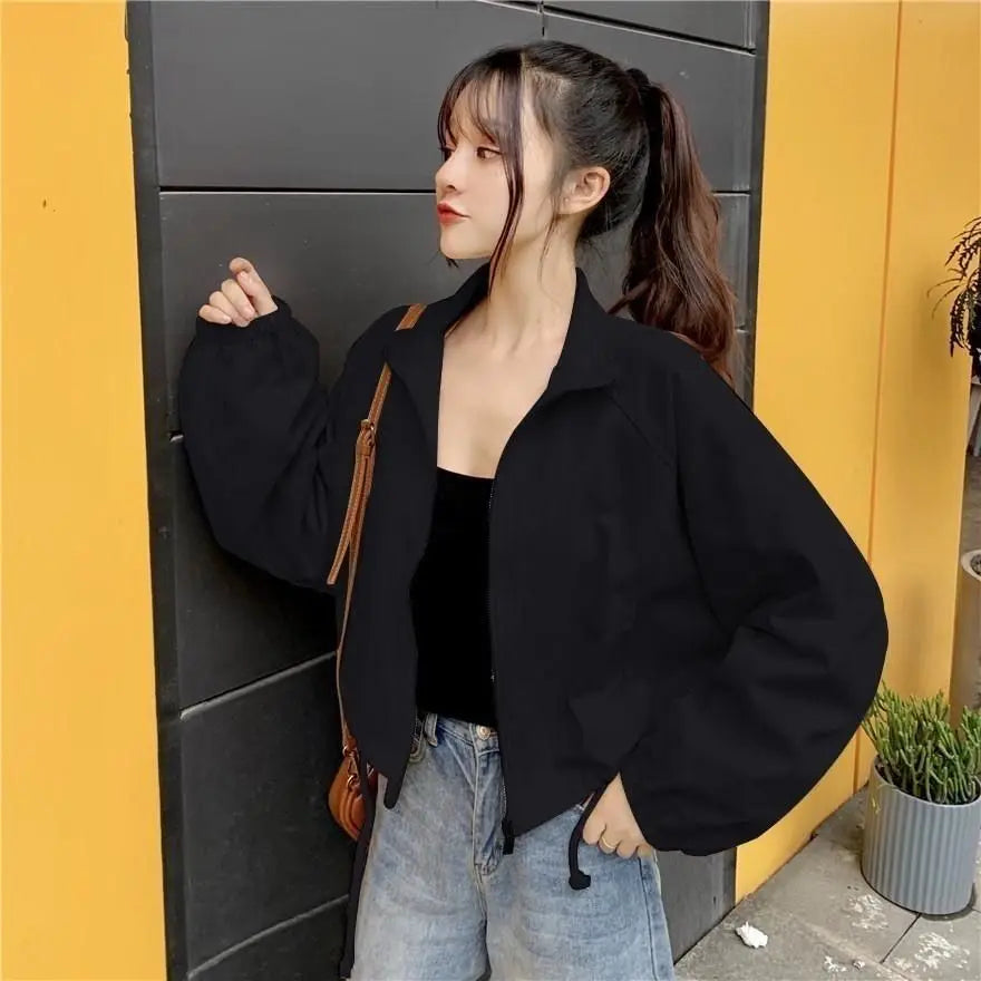 Clothes for Thin Style Women Sweatshirts Y2k Sweatshirt Solid Color Zip Hoodie Clothing Female Versatile Trend Streetwear