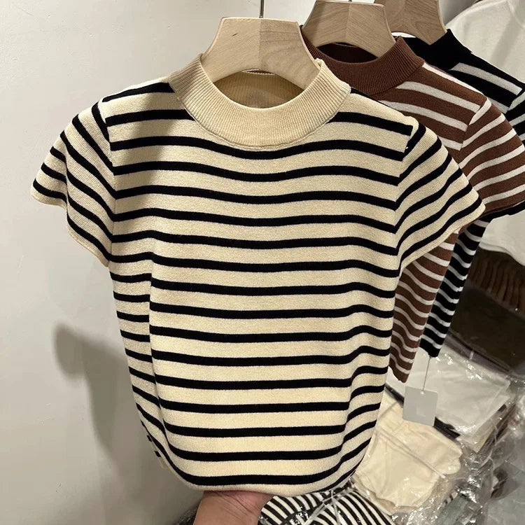 Half Turtleneck Pullover Striped Sweater (FREE SHIPPING)