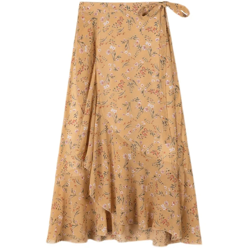 Summer Beach Skirt for Women Floral Print Gown