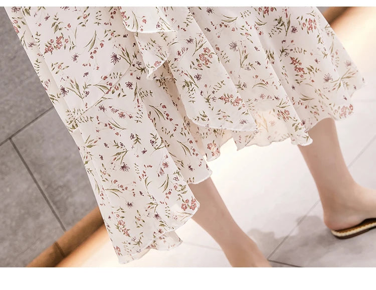Summer Beach Skirt for Women Floral Print Gown