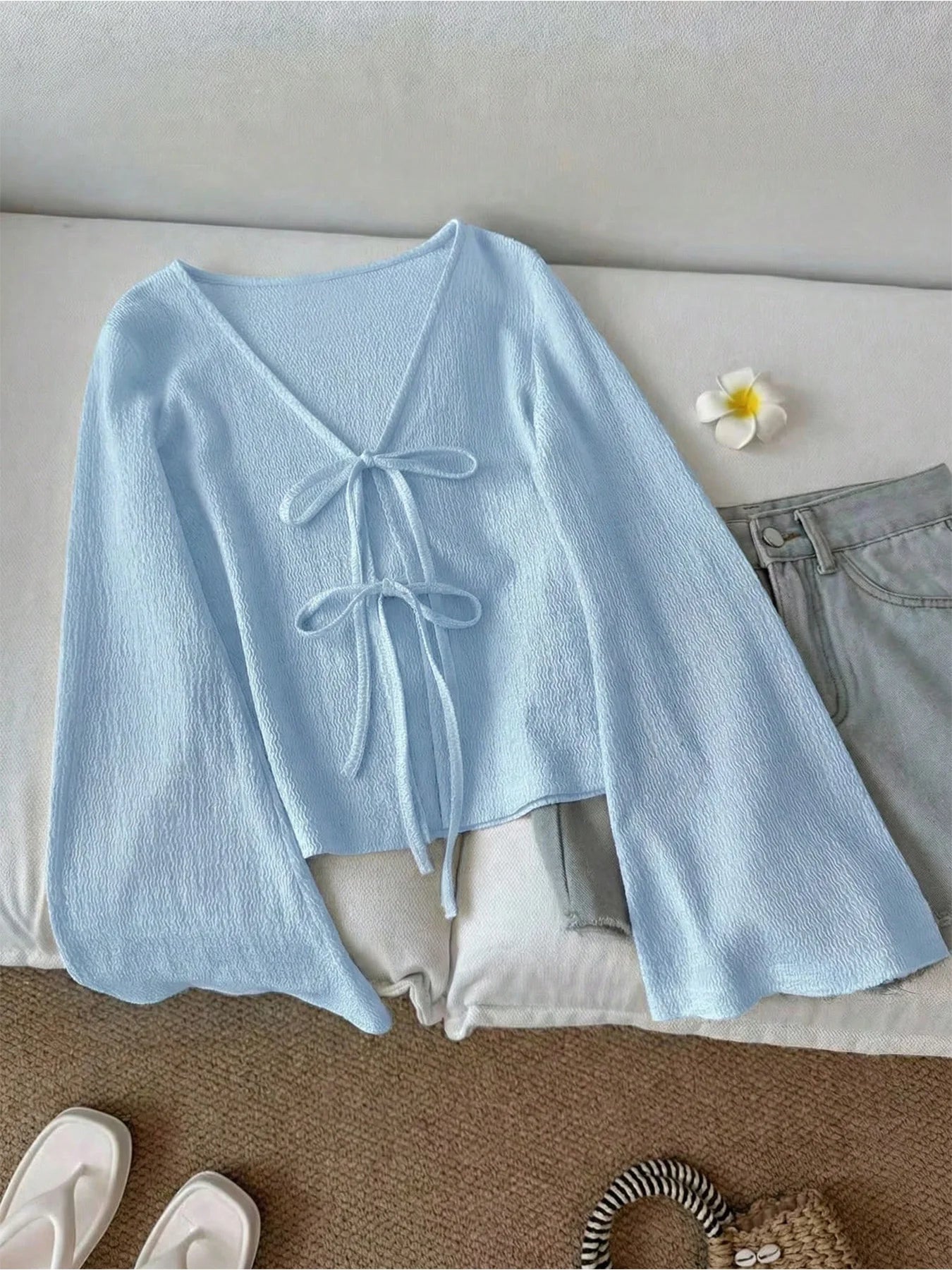 Flared Sleeve with thin lace up cardigan jacket (FREE SHIPPING)