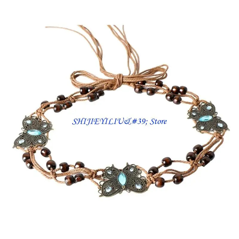 Beaded Butterflies Vintage Tassel Waist Belt (FREE SHIPPING)