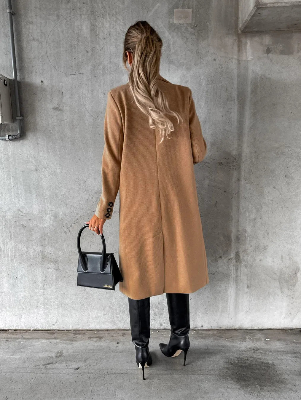 Women Wool Coats Long Jacket Double Breasted Turn Down Collar Woolen Overcoat Autumn Winter Vintage Office Lady Outerwear