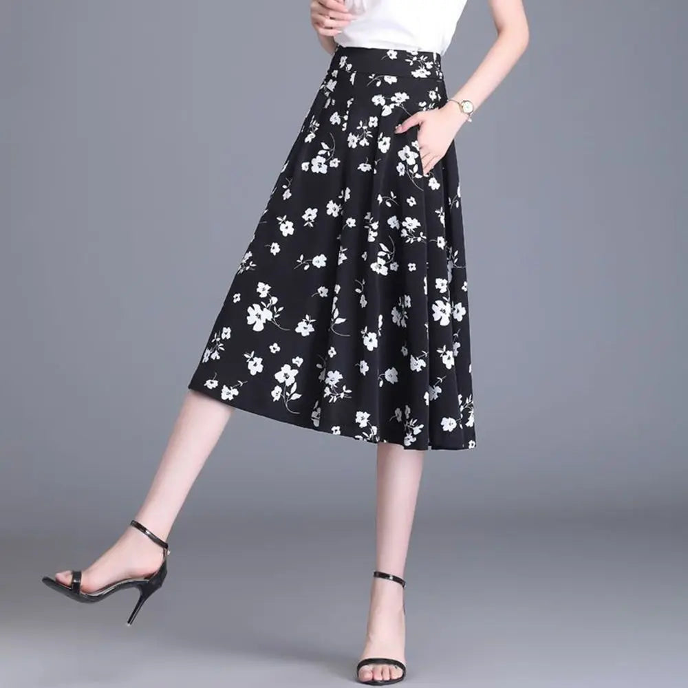 2023 New Summer Fashion Printing High Waist Wide Leg Pants Ladies Office Lady Geometric Elastic Waist Trousers Women Clothing