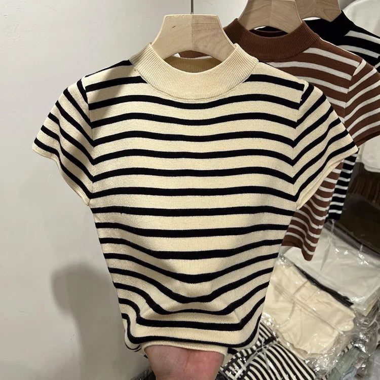 Half Turtleneck Pullover Striped Sweater (FREE SHIPPING)