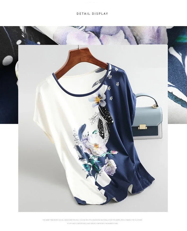 Plus Size Women's Silk Satin Print Blouse (FREE SHIPPING)