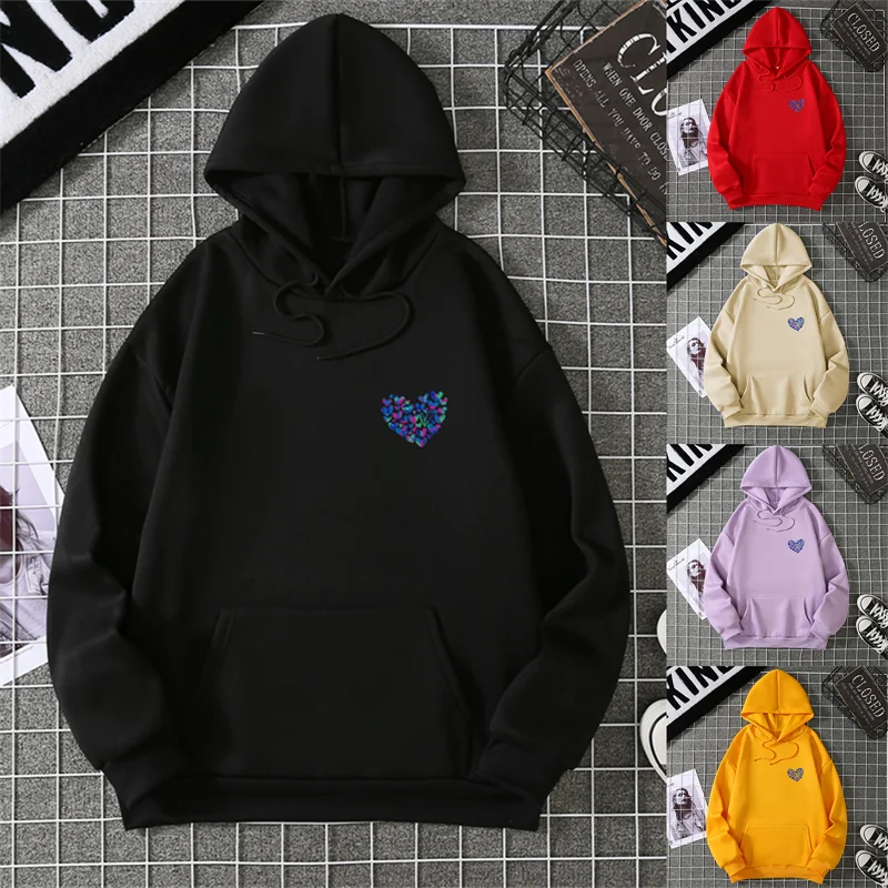 A Simple Depiction Of Love Printed Women Hooded Graphic Funny Hoodies O-Neck Loose Casual Tops Sport Street Fashion Sweatshirt