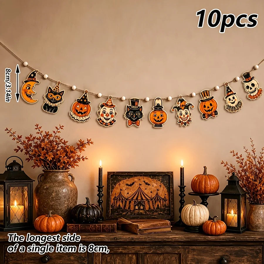 10 vintage Halloween wooden banners