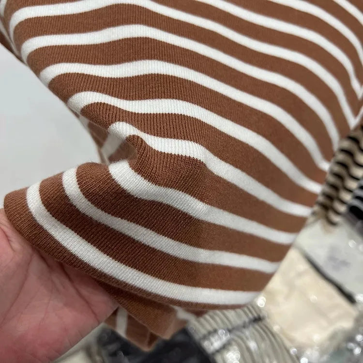 Half Turtleneck Pullover Striped Sweater (FREE SHIPPING)