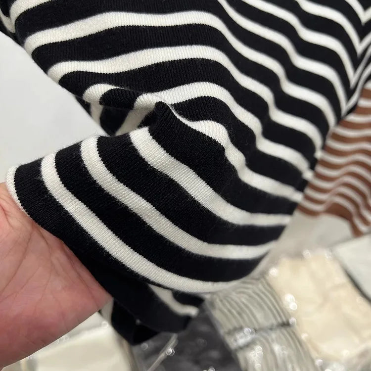 Half Turtleneck Pullover Striped Sweater (FREE SHIPPING)