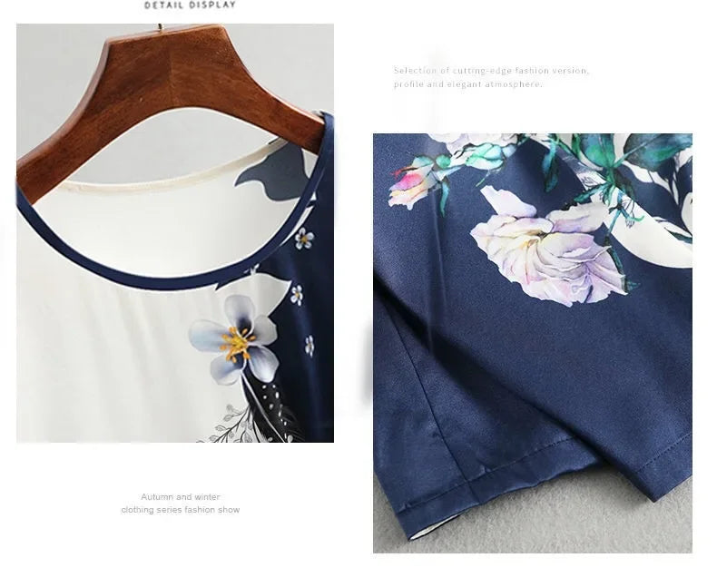 Plus Size Women's Silk Satin Print Blouse (FREE SHIPPING)
