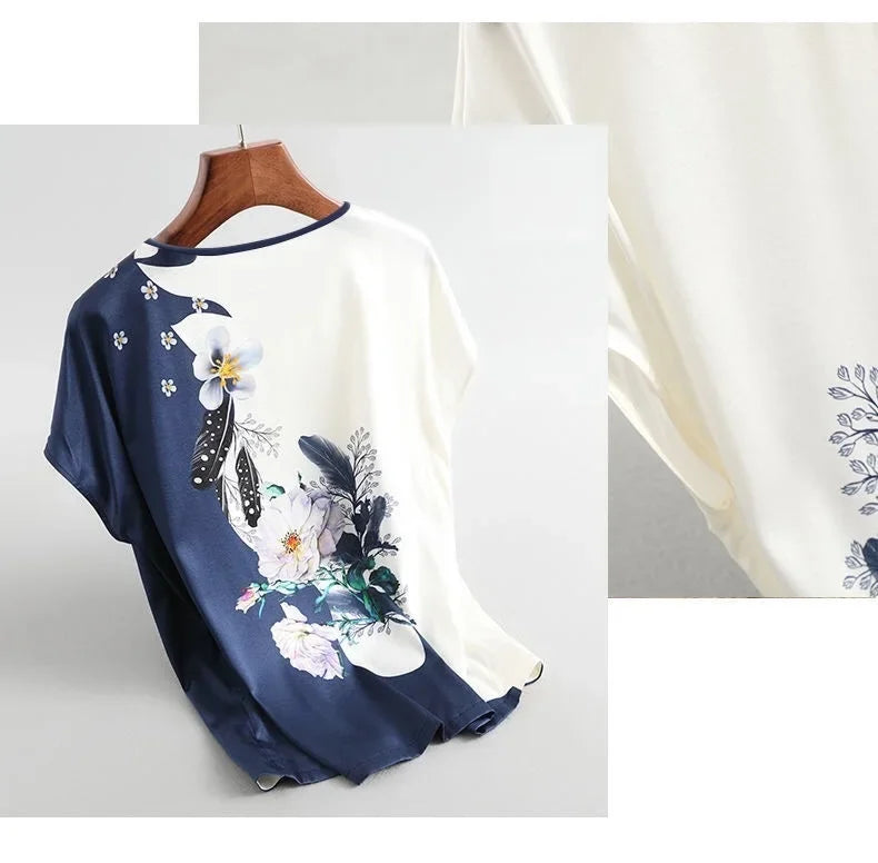 Plus Size Women's Silk Satin Print Blouse (FREE SHIPPING)