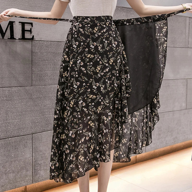Summer Beach Skirt for Women Floral Print Gown
