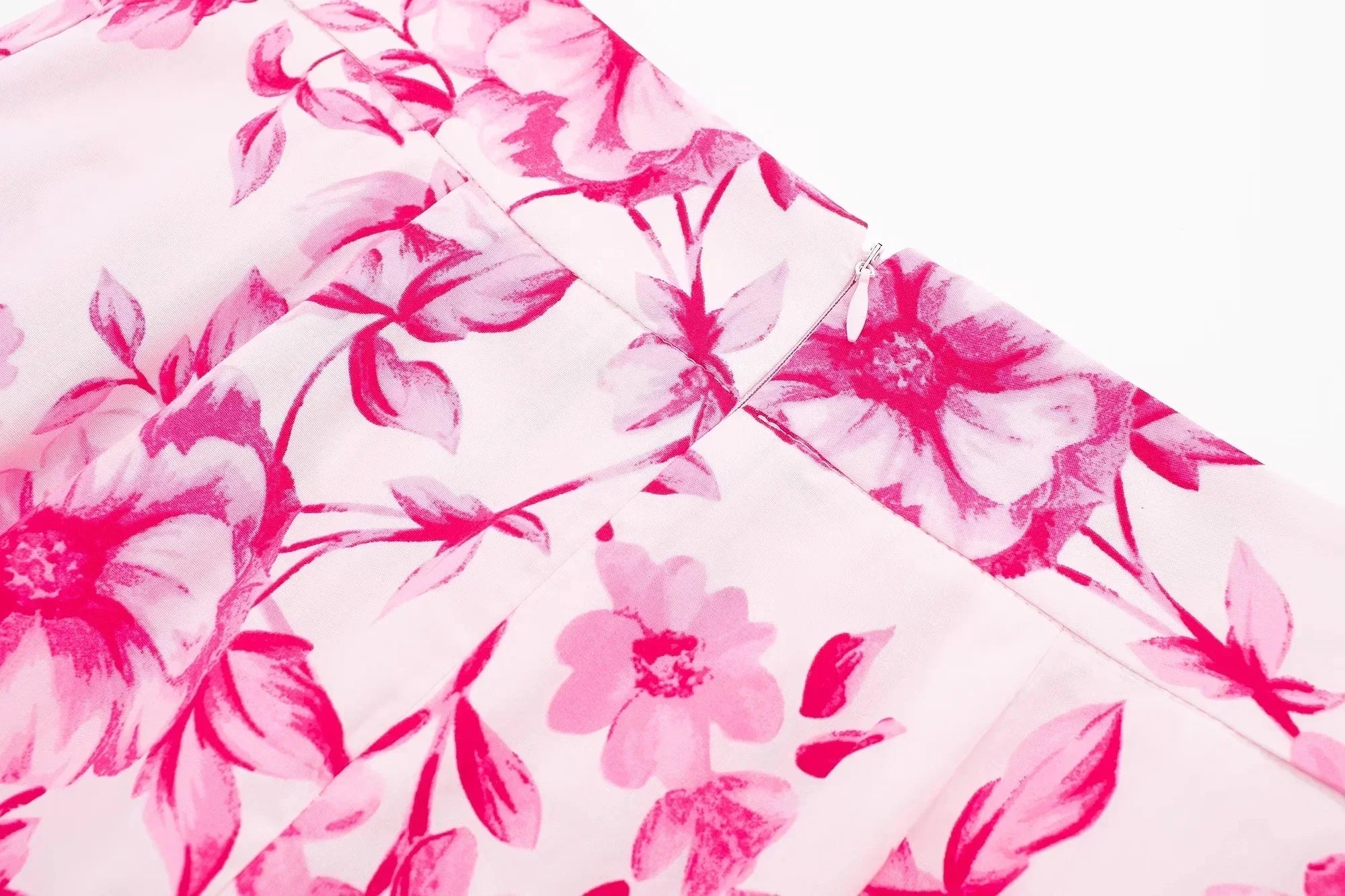 Sweet Pink Floral Print, Pleated Skirt (FREE SHIPPING)