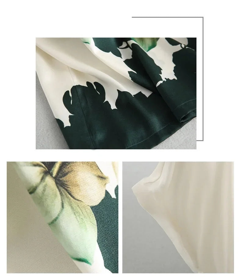 Plus Size Women's Silk Satin Print Blouse (FREE SHIPPING)