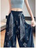 Women's Retro Comfortable Pants Printed Thin Office Lady Fashion New Arrival Trendy Breathable