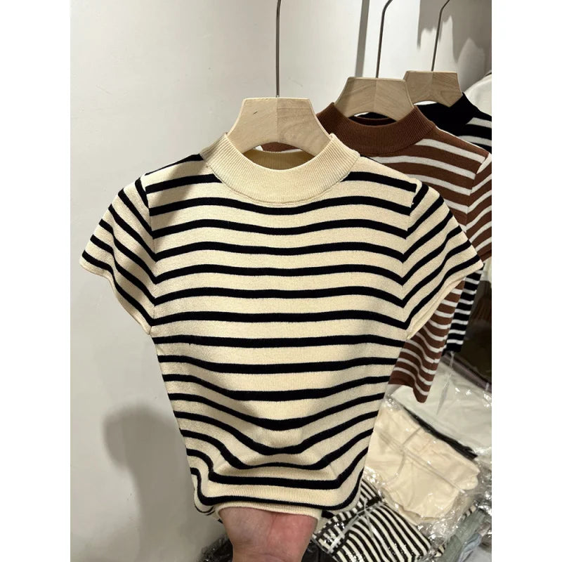 Half Turtleneck Pullover Striped Sweater (FREE SHIPPING)