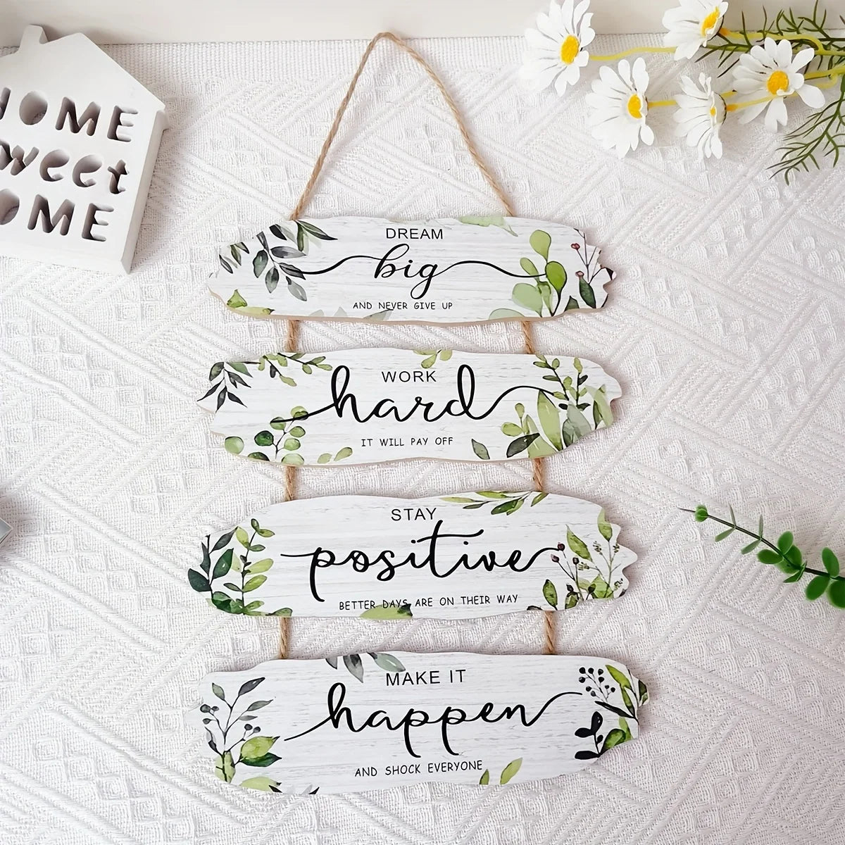 1pc Rustic Wooden Inspirational Hanging Festive Decor