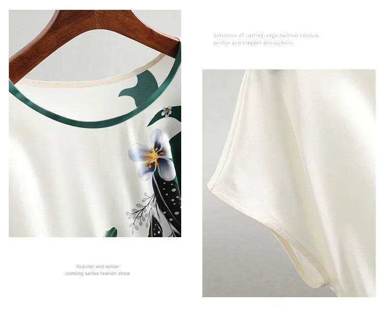 Plus Size Women's Silk Satin Print Blouse (FREE SHIPPING)