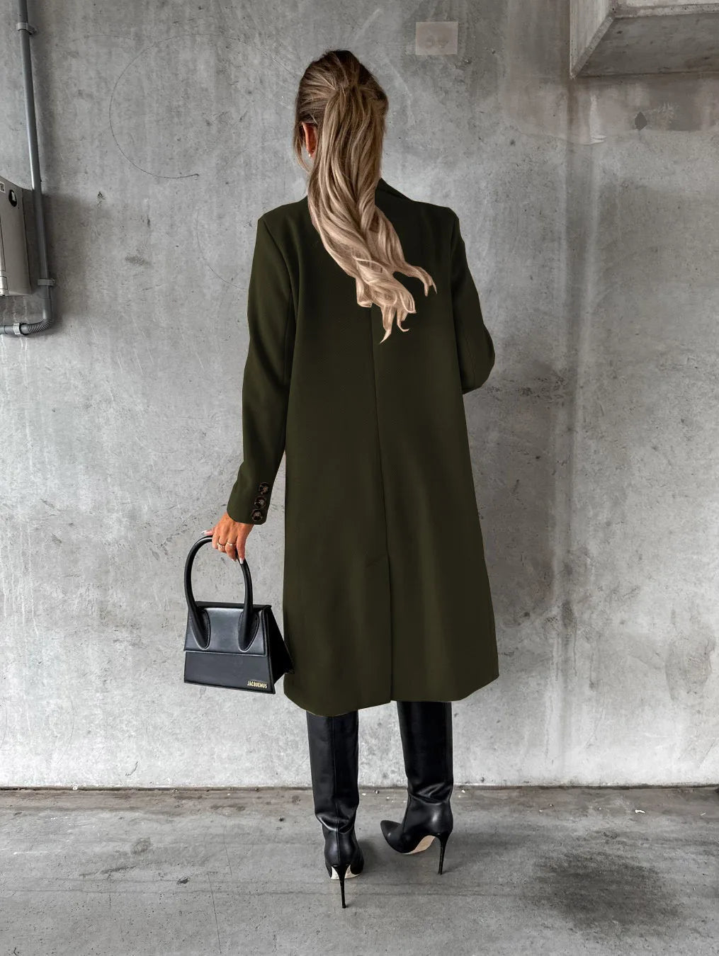 Women Wool Coats Long Jacket Double Breasted Turn Down Collar Woolen Overcoat Autumn Winter Vintage Office Lady Outerwear