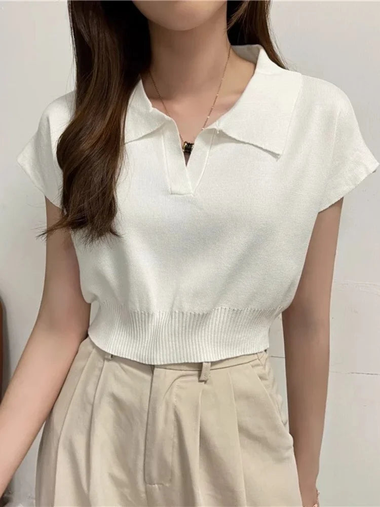 Women's Crop Sweater – Fitted, Soft Knit, High-Waist Friendly