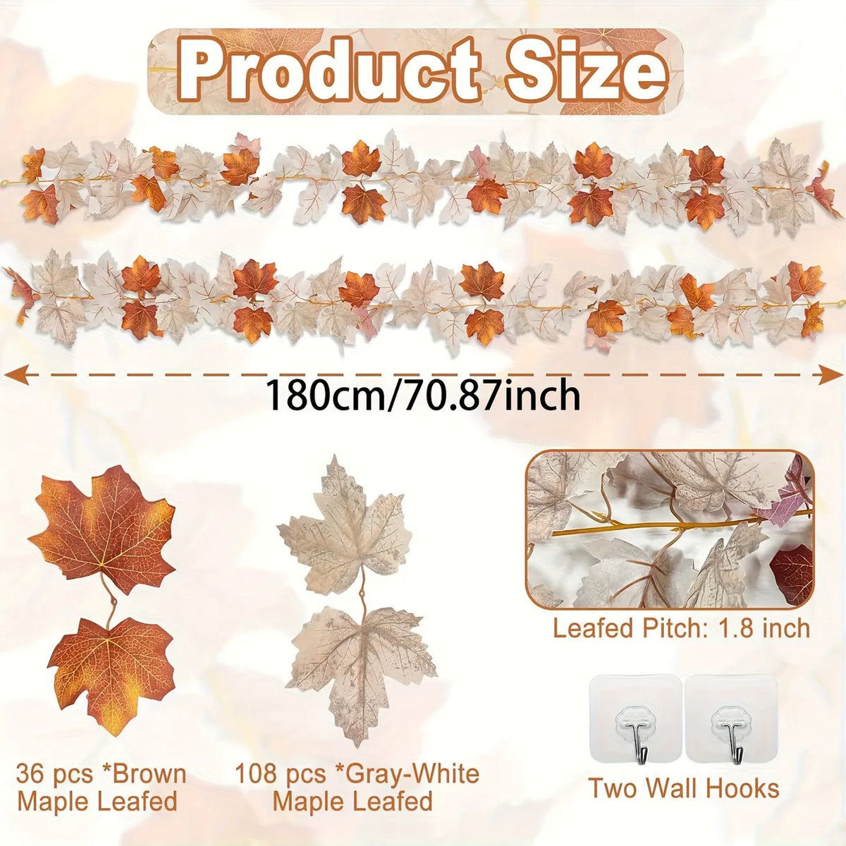 Artificial Fall Maples Leaves Garland