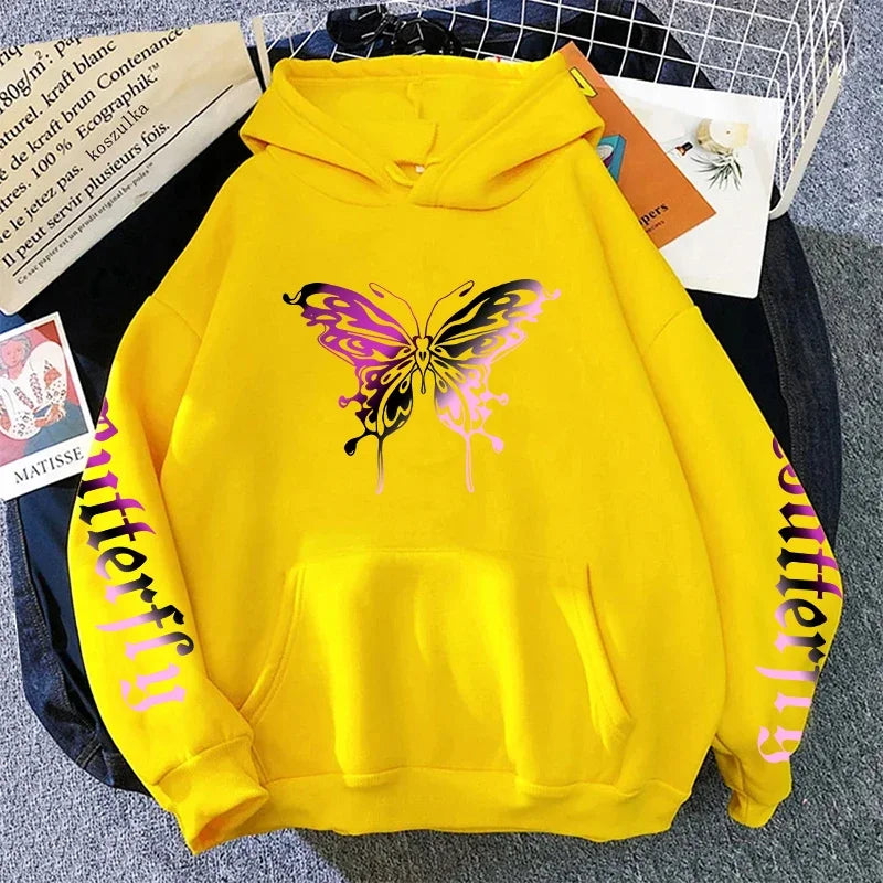 Women's Butterfly Print Hoodie – Soft, Cozy & Whimsical Graphic Sweatshirt