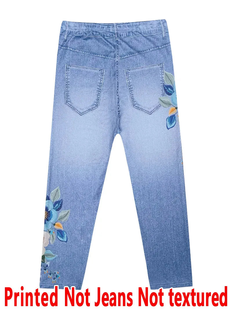 8233 [Printed Pants - Not Denim Fabric] Printed Legging - Not Denim Fabric, Not Textured, New Women's Capri Leggings,