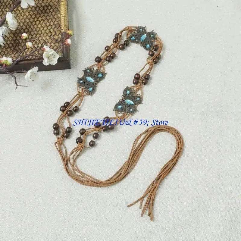 Beaded Butterflies Vintage Tassel Waist Belt (FREE SHIPPING)