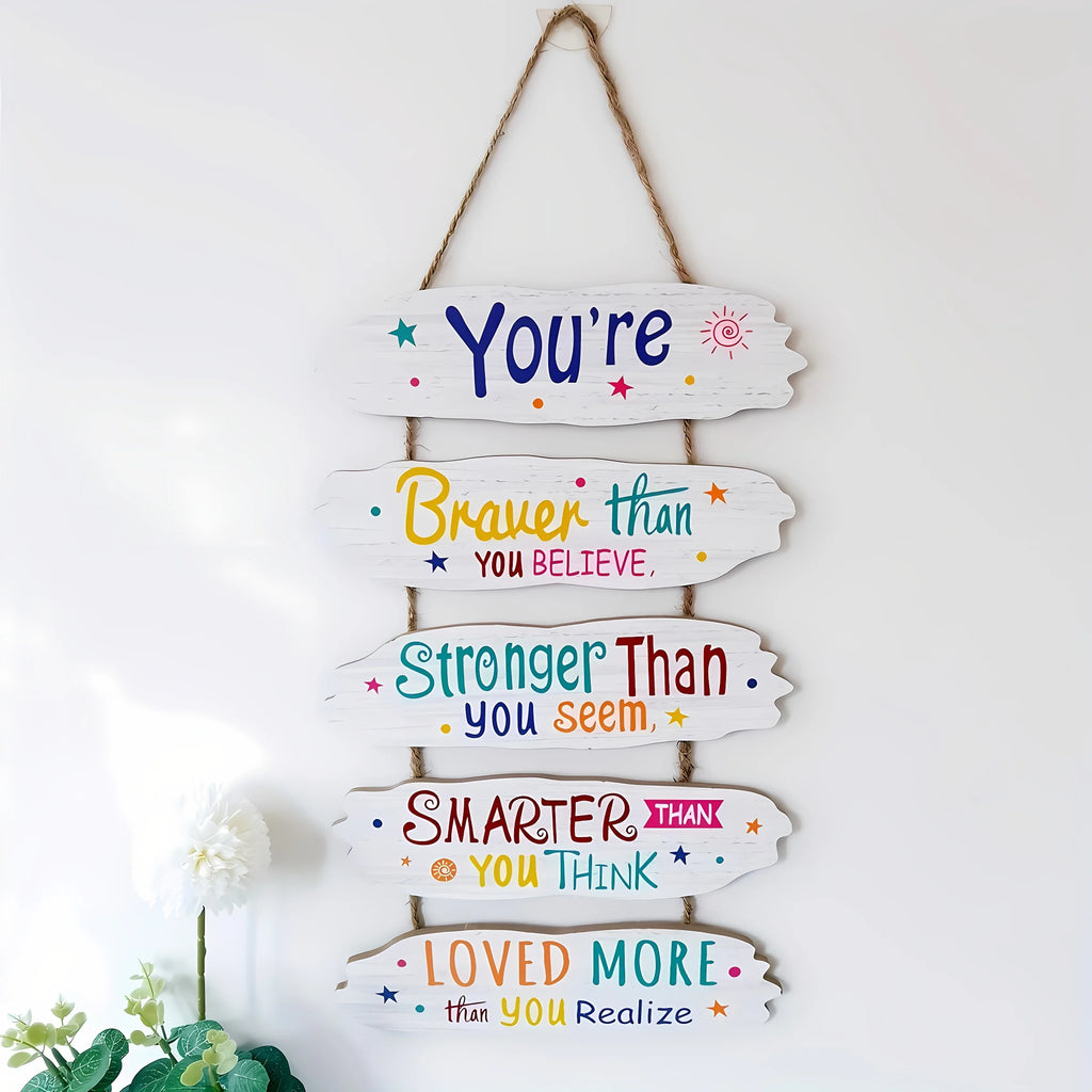 1pc Rustic Wooden Inspirational Hanging Festive Decor