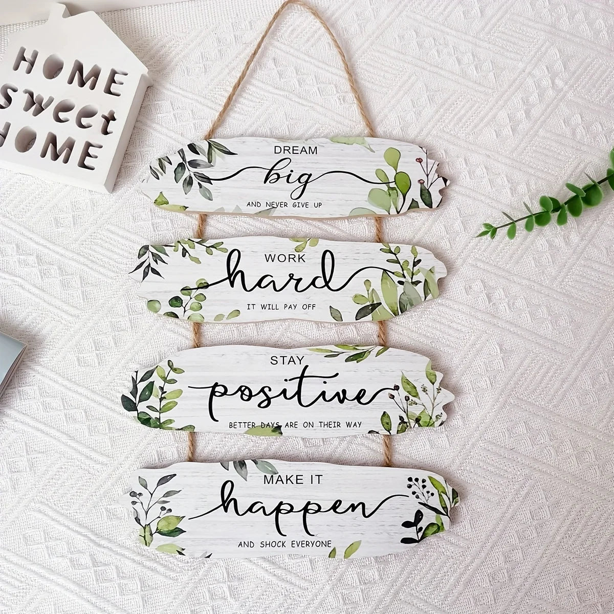 1pc Rustic Wooden Inspirational Hanging Festive Decor