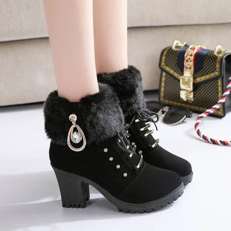 Suede Women Boots Winter Designer High Heels Shoes for Women (FREE SHIPPING)