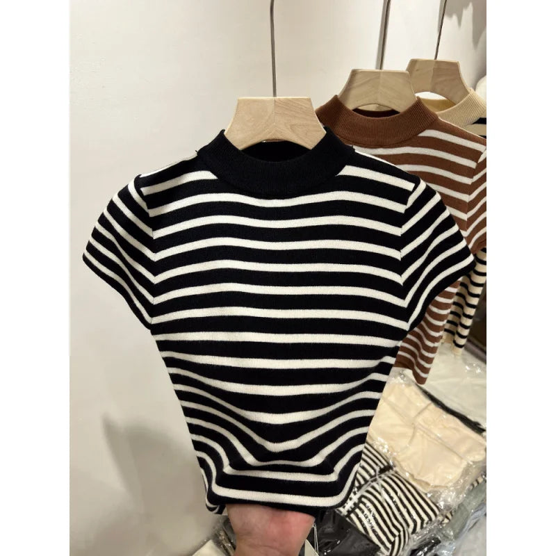 Half Turtleneck Pullover Striped Sweater (FREE SHIPPING)