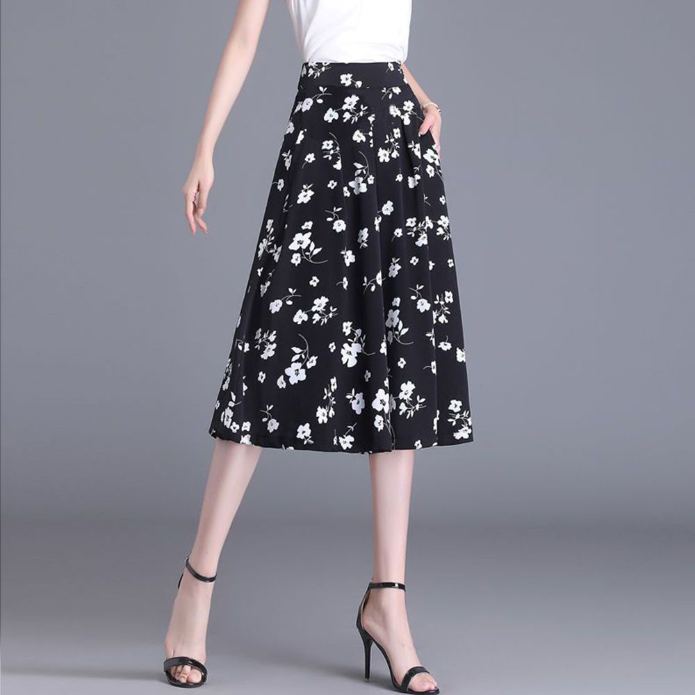 2023 New Summer Fashion Printing High Waist Wide Leg Pants Ladies Office Lady Geometric Elastic Waist Trousers Women Clothing