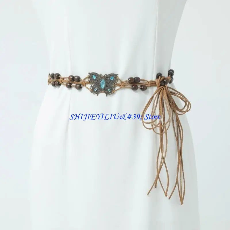 Beaded Butterflies Vintage Tassel Waist Belt (FREE SHIPPING)