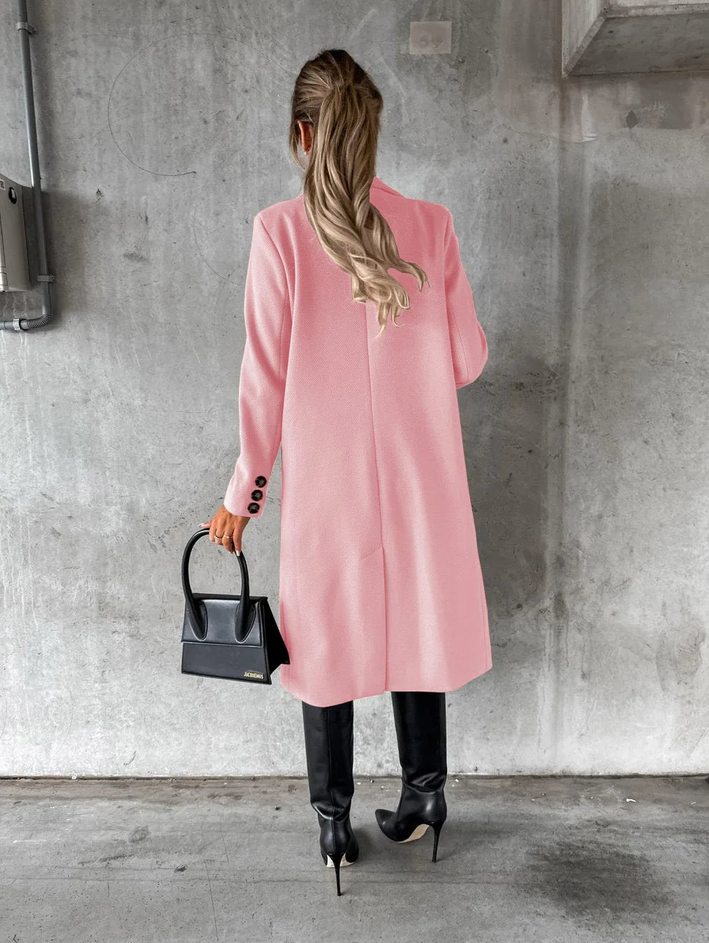 Women Wool Coats Long Jacket Double Breasted Turn Down Collar Woolen Overcoat Autumn Winter Vintage Office Lady Outerwear