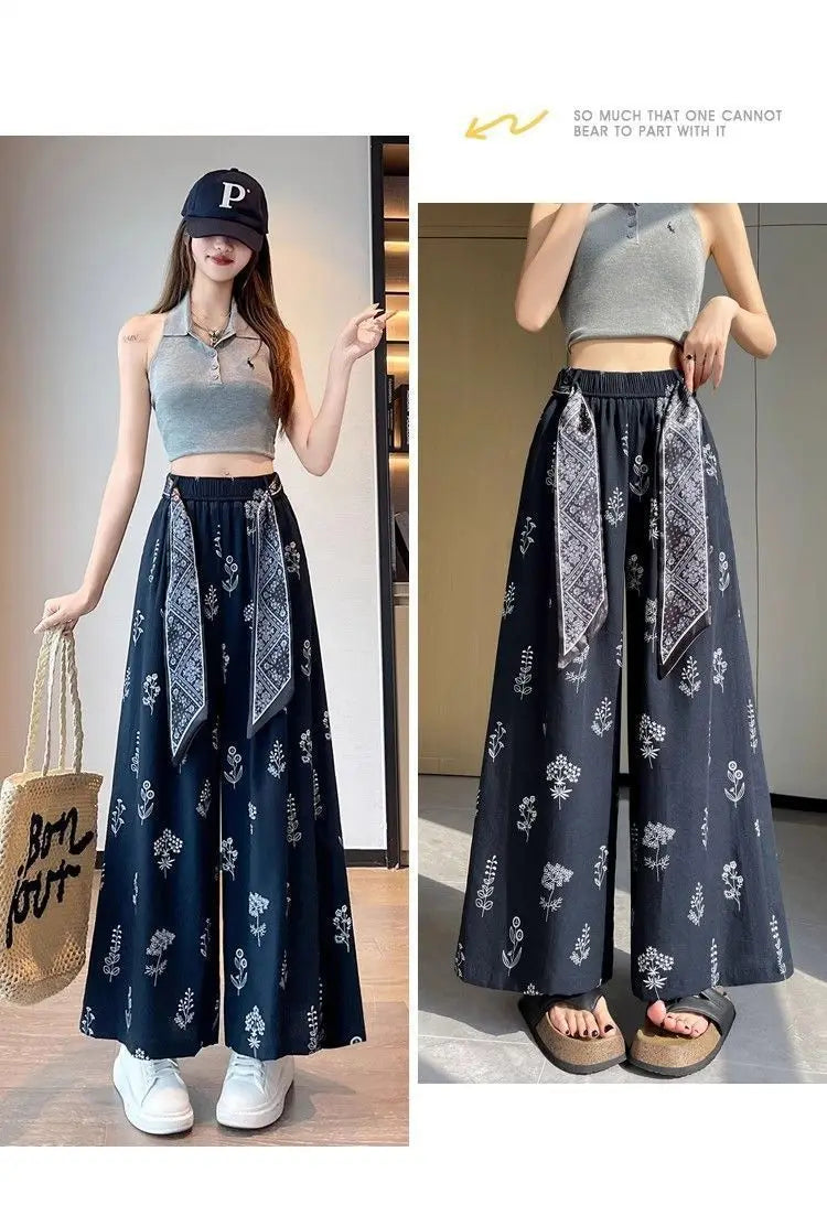 Women's Retro Comfortable Pants Printed Thin Office Lady Fashion New Arrival Trendy Breathable