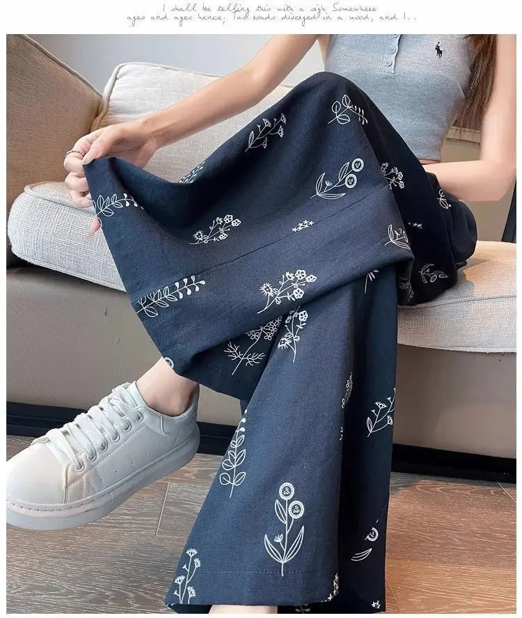 Women's Retro Comfortable Pants Printed Thin Office Lady Fashion New Arrival Trendy Breathable