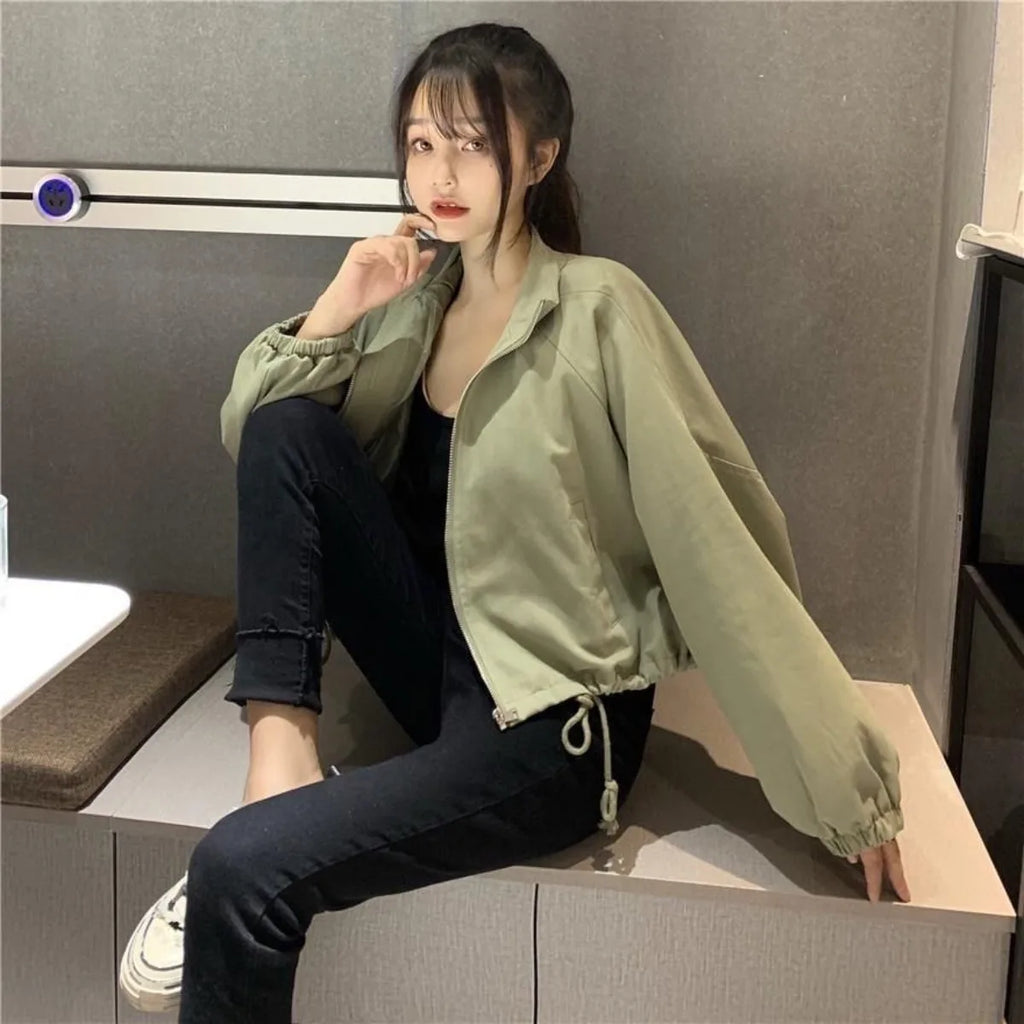 Clothes for Thin Style Women Sweatshirts Y2k Sweatshirt Solid Color Zip Hoodie Clothing Female Versatile Trend Streetwear