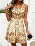 Vintage Fern Leaf Print Mini Dress (FREE SHIPPING)
